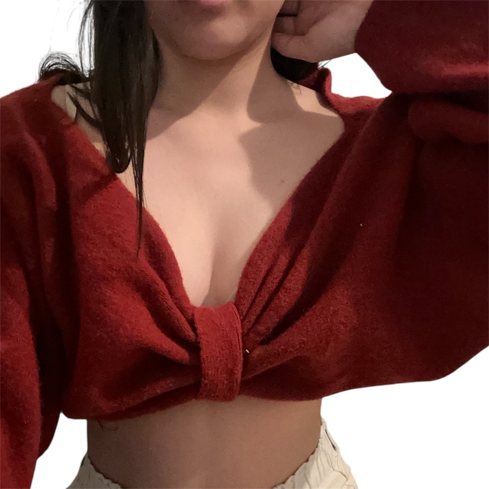 Stylish Knotted Red Crop Top